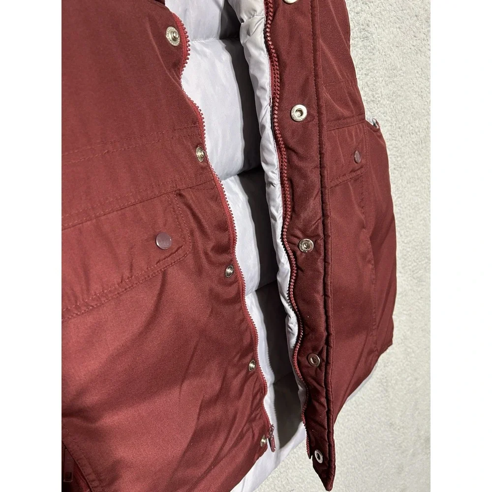 Vintage 70s Sears Mens Store Duck‎ Down L Brown Puffer Vest Snap Pockets Rancher